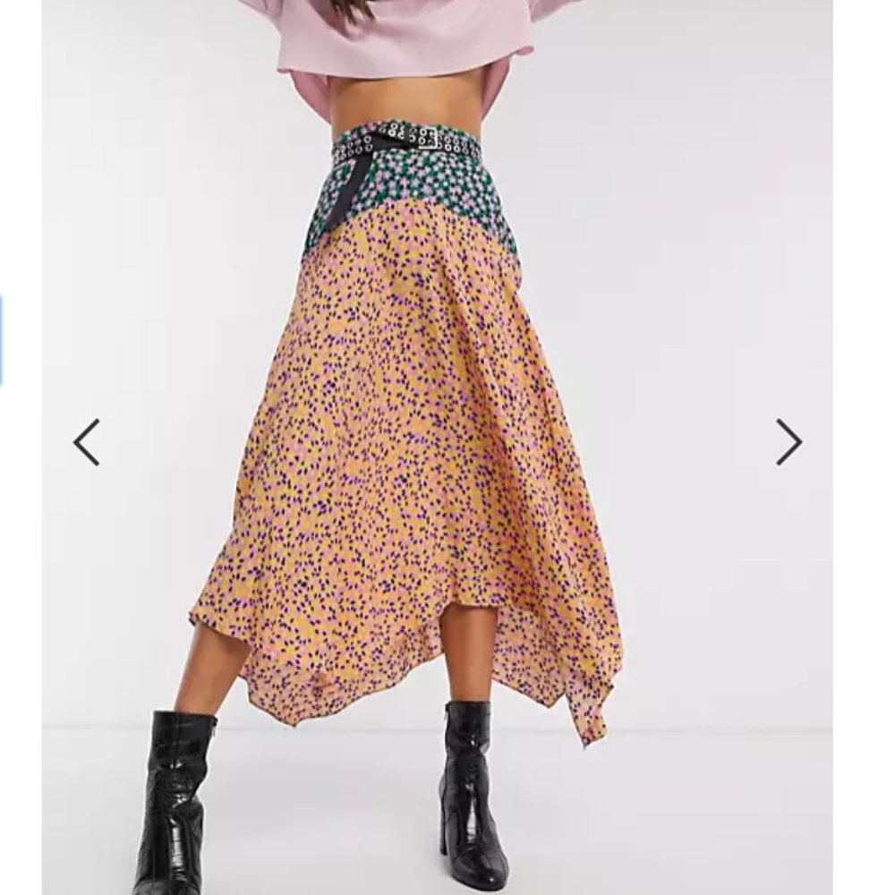 Topshop mixed floral midi skirt
